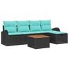 vidaXL Ensemble de canap&eacute; de jardin avec coussin 6 pcs Noir Poly rotin