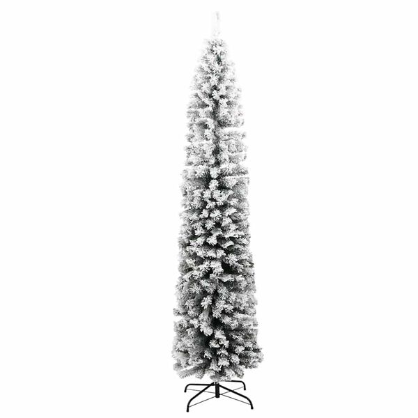 vidaXL Sapin de Noël artificiel mince flocon de neige vert 210 cm PVC