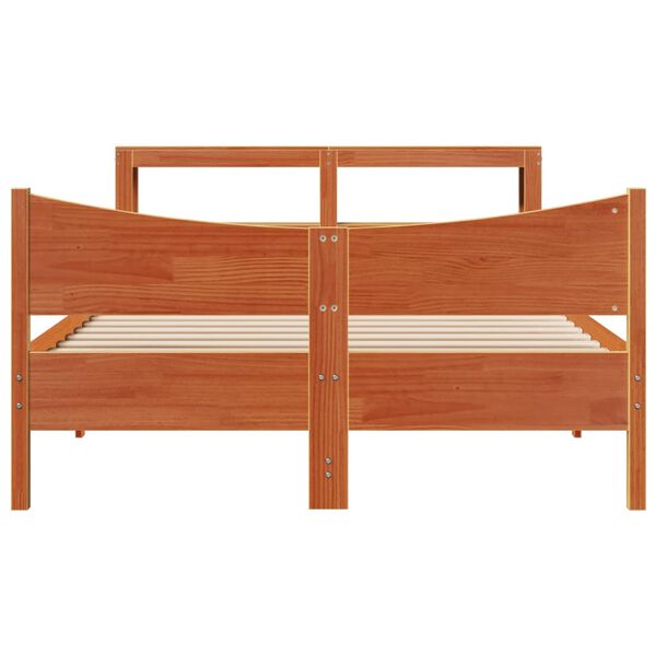 vidaXL Cadre de lit avec t&ecirc;te de lit cire marron 140x190cm bois de pin