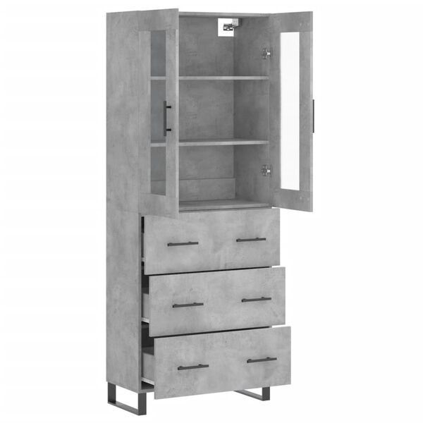 vidaXL Buffet haut Gris b&eacute;ton 69,5x34x180 cm Bois d'ing&eacute;nierie