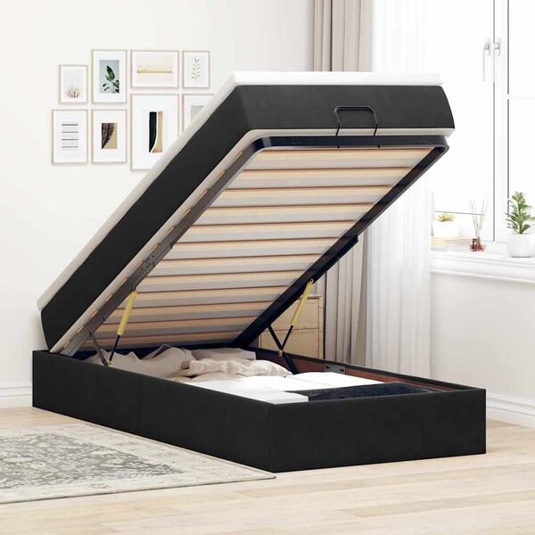 vidaXL Cadre de lit ottoman avec matelas noir 80x200 cm velours