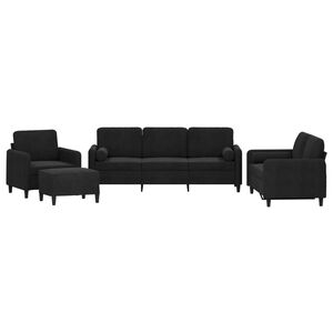 vidaXL Ensemble de canap&eacute;s 4 pcs avec coussins noir velours