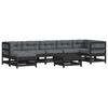 vidaXL Salon de jardin 8 pcs avec coussins noir bois massif