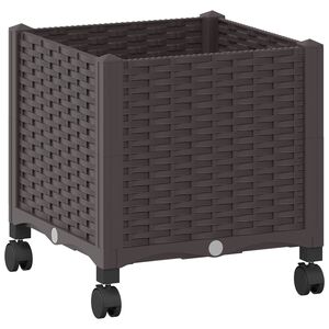 vidaXL Jardini&egrave;re avec Roues Marron 40 x 40 x 44 cm PP