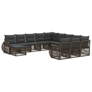vidaXL Ensemble de canap&eacute; de jardin 12 pcs Gris polyrotin
