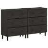 vidaXL Armoires lat&eacute;rales 2pcs noir 60x33x75cm bois massif de manguier