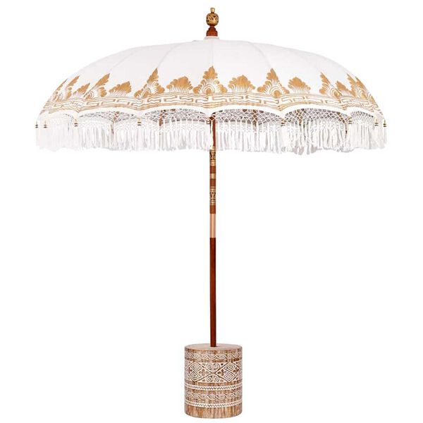 vidaXL Parasol balinais avec base Cr&egrave;me 215 x 215 x 260 cm