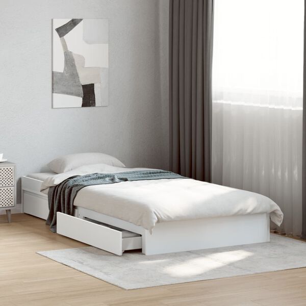 vidaXL Cadre de lit avec tiroirs sans matelas blanc 75x190 cm
