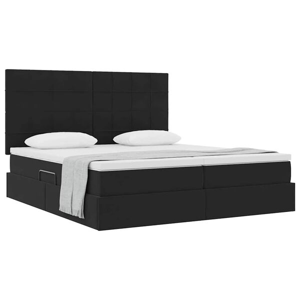 vidaXL Lit de Rangement avec matelas Noir 200 x 200 cm Velours