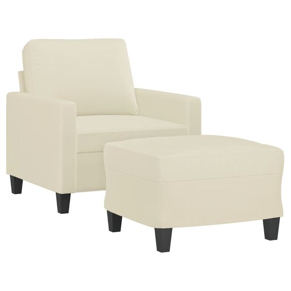 vidaXL Fauteuil avec repose-pied Cr&egrave;me 60 cm Similicuir