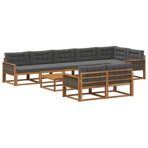 vidaXL Ensemble de canap&eacute;s d'ext&eacute;rieur 9 pcs Naturel et Anthracite