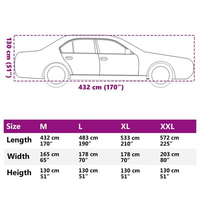 vidaXL Housse de voiture berline avec sangles à boucle complète M