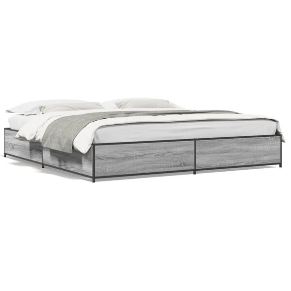 vidaXL Cadre de lit sans matelas sonoma gris 200x200 cm