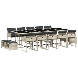 vidaXL Ensemble &agrave; manger de jardin et coussins 15 pcs gris clair rotin