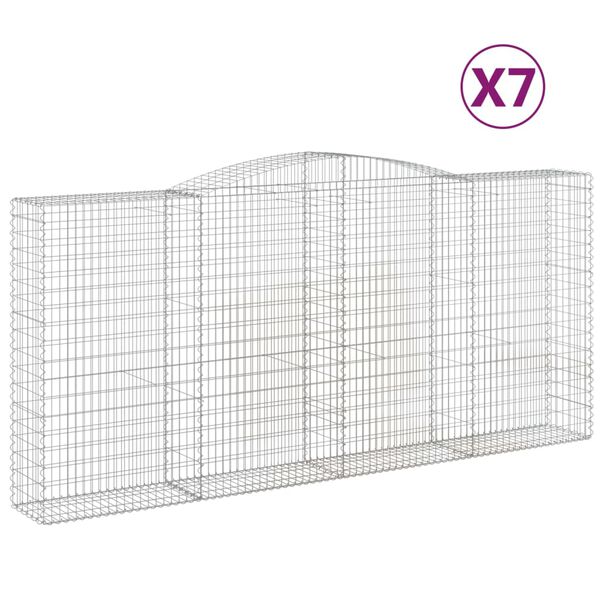 vidaXL Paniers à gabions arqués 7 pcs 400x50x180/200 cm Fer galvanisé