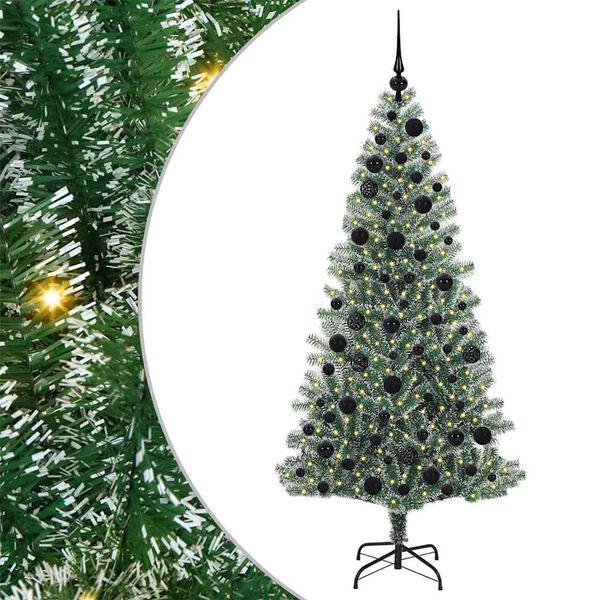 vidaXL Arbre de No&euml;l artificiel floconn&eacute; de neige avec lumi&egrave;re LED