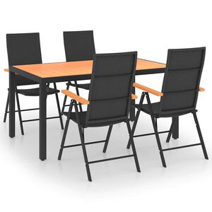 vidaXL Ensemble &agrave; manger de jardin 5 pcs noir et marron