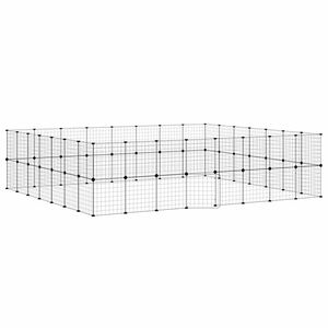 vidaXL Cage animaux de compagnie &agrave; 60 panneaux et porte Noir 280x245x70 cm