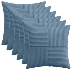 vidaXL Housse de coussin 6 pcs ALMELO Bleu 30 x 30 cm velours c&ocirc;tel&eacute;