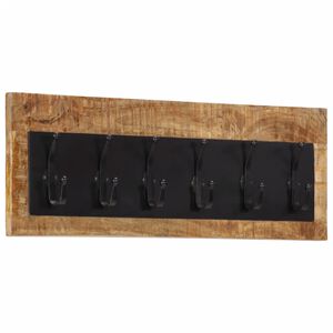 vidaXL Porte-manteau mural avec 6 crochets bois de manguier massif
