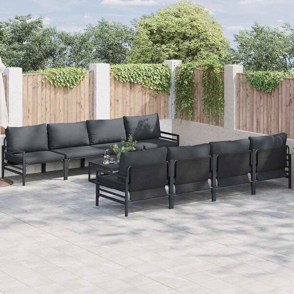 vidaXL Ensemble de canapé de jardin 9 pcs Anthracite Acier & tissu
