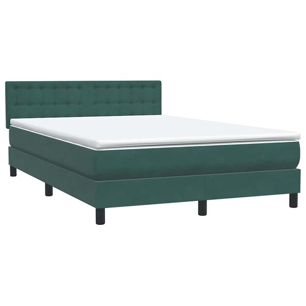 vidaXL Sommier &agrave; lattes de lit et matelas vert fonc&eacute; 140x220cm velours