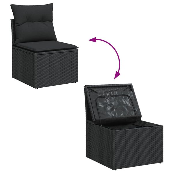 vidaXL Salon de jardin 4 pcs avec coussins noir r&eacute;sine tress&eacute;e