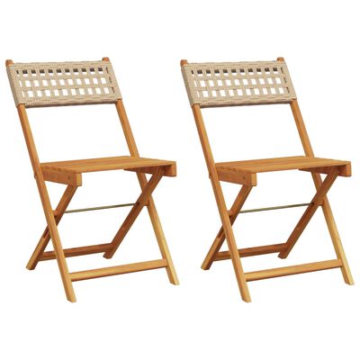 vidaXL Chaises de bistrot lot de 2 beige bois massif d'acacia et rotin