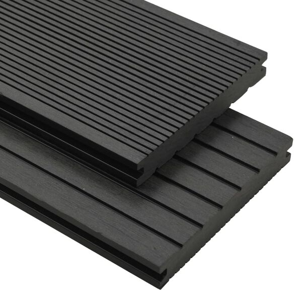 vidaXL Panneaux de terrasse solides et accessoires WPC 16m&sup2; 2,2 m Noir