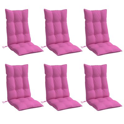 vidaXL Coussins de chaise à dossier haut lot de 6 rose tissu oxford