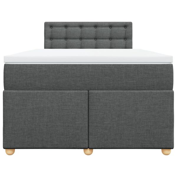 vidaXL Sommier &agrave; lattes de lit avec matelas gris fonc&eacute; 120x190cm tissu