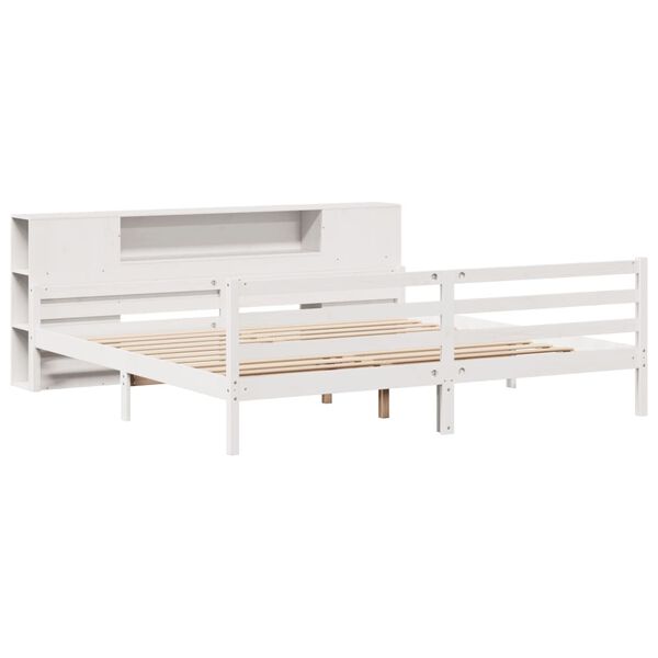 vidaXL Lit biblioth&egrave;que sans matelas blanc 200x200 cm bois pin massif