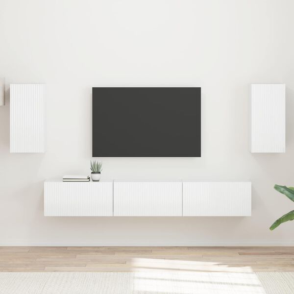 vidaXL Ensemble meuble TV 5 pcs Blanc brillant Bois d'ing&eacute;nierie