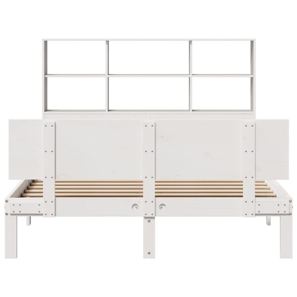 vidaXL Lit biblioth&egrave;que sans matelas blanc 120x200 cm bois pin massif