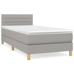 vidaXL Sommier &agrave; lattes de lit avec matelas Gris clair 90x200 cm Tissu
