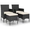 vidaXL Jeu de chaise et tabouret de jardin 4 pcs R&eacute;sine tress&eacute;e Noir