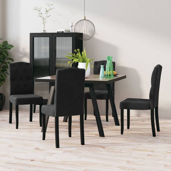 vidaXL Chaises &agrave; manger lot de 4 Noir Velours