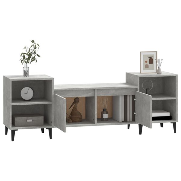 vidaXL Meuble TV Gris b&eacute;ton 160x35x55 cm Bois d'ing&eacute;nierie