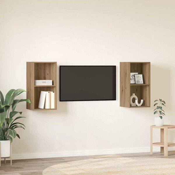 vidaXL Ensemble meuble TV 2 pcs Ch&ecirc;ne artisanal 37 x 37 x 72 cm