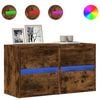 vidaXL Meubles TV muraux et lumi&egrave;res LED 2 pcs ch&ecirc;ne fum&eacute; 41x31x45 cm