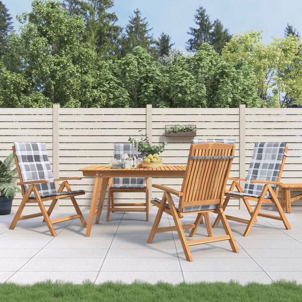 vidaXL Chaises de jardin inclinables lot de 4 et coussins bois teck