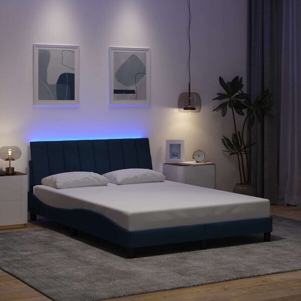 vidaXL Cadre de lit sans matelas Hanko bleu 140x200 cm tissu