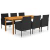 vidaXL Ensemble &agrave; manger de jardin 7 pcs Noir