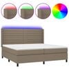 vidaXL Sommier &agrave; lattes de lit matelas et LED Taupe 200x200 cm Tissu