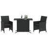 vidaXL Ensemble de bistro 3 pcs avec coussins noir r&eacute;sine tress&eacute;e