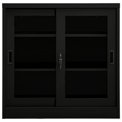 vidaXL Armoire à portes coulissantes Noir 90x40x90 cm Acier