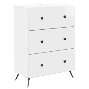 vidaXL Armoire &agrave; tiroirs Blanc brillant 66 x 34,5 x 90 cm