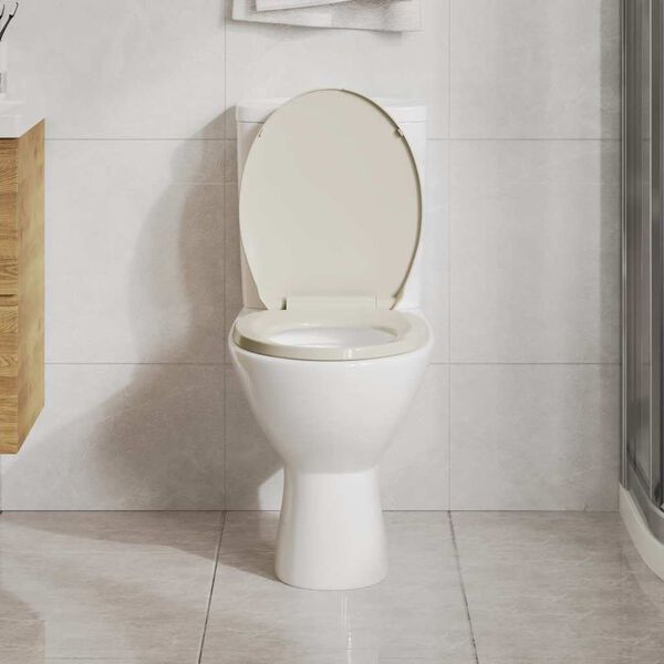vidaXL Si&egrave;ge de toilette &agrave; fermeture en douceur Abricot Ovale