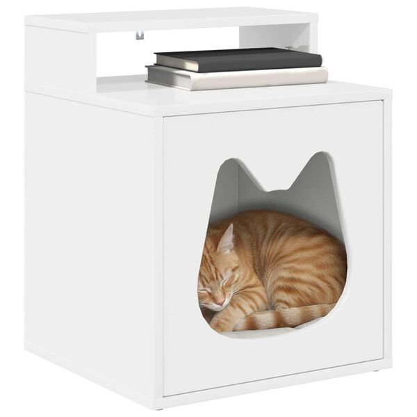 vidaXL Maison pour chat Blanc Brillant 42,5 x 40 x 53,5 cm