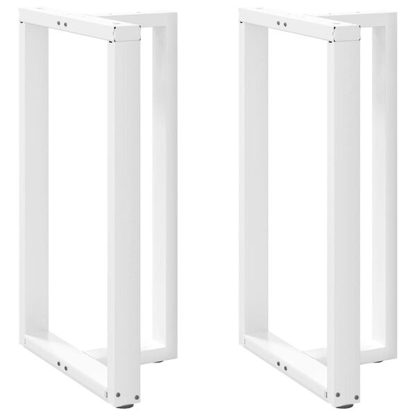 vidaXL Pieds de table de bar en T, 2 pi&egrave;ces, blanc, 60 x 35 x (100-101) cm, acier